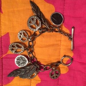 Lucky Brand Peace and Feather Bracelet