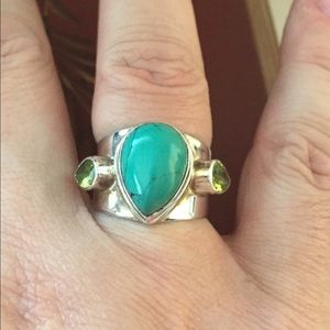 Amazing! Sterling Silver Turquoise & Peridot Ring