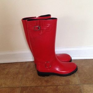 Red rain boots