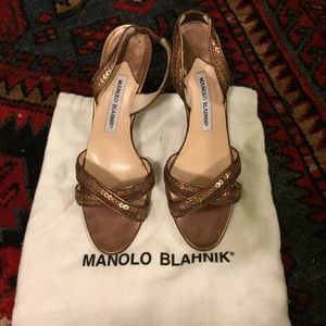 Manolo blahnik kitten heels - copper brown color