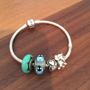 Bundle! Pandora bracelet and 4 charms