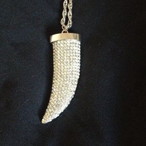 The Buckle Rhinestone Tooth Long Necklace