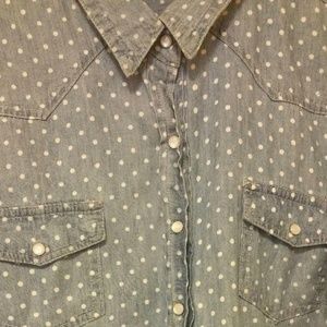 Denim polka dot cardigan