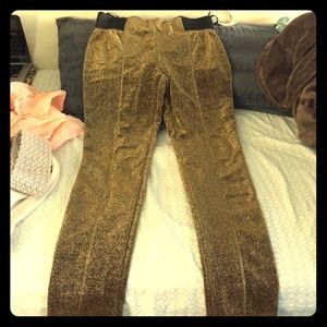 Gold pants with elastic waist