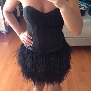 Strapless, Feathered bebe dress