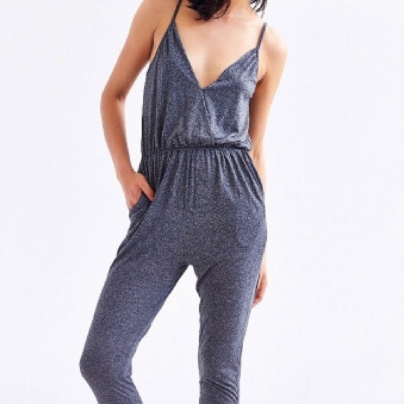 silence + noise Pants - Silence and Noise navy blue jumpsuit