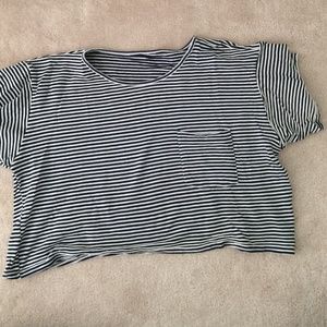 Cropped striped T-shirt