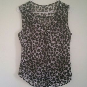 Black and Grey Leopard Prints Sleeveless Blouse