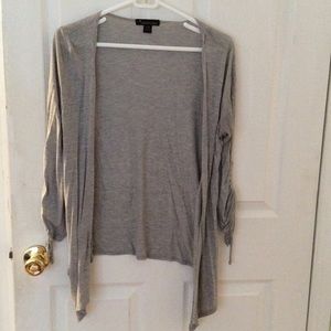 Gray cardigan.