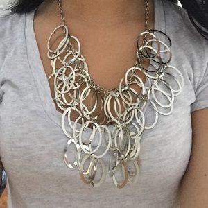 Silver statement necklace.