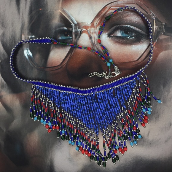 Free People Navy Blue Boho Necklace