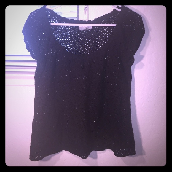 Black Cotton Lace Top