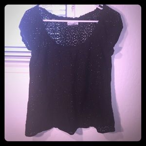 Black Cotton Lace Top