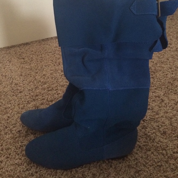 Blue suede boots