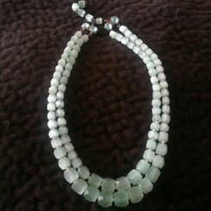 Vintage mint green frosted glass necklace
