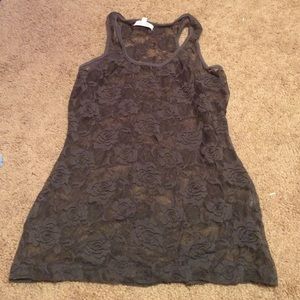 Gunmetal lace tanktop
