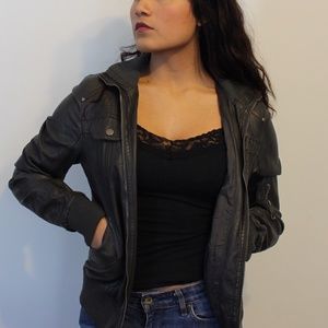 Dark Grey Leather Jacket