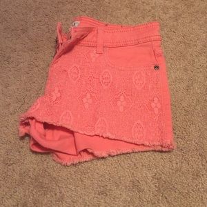 Coral lace front shorts