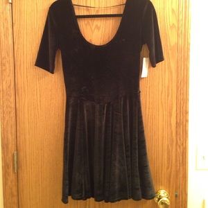 Urban Outfitters Black Velvet Sleeved Dress