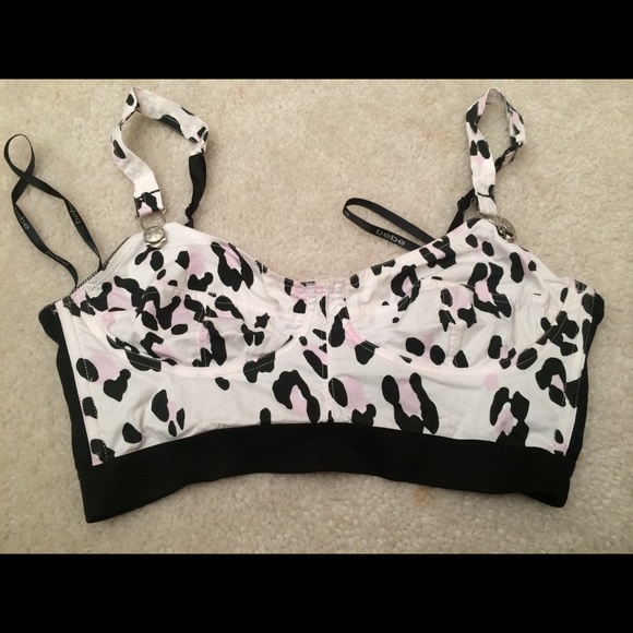 White black pink leopard animal print crop top