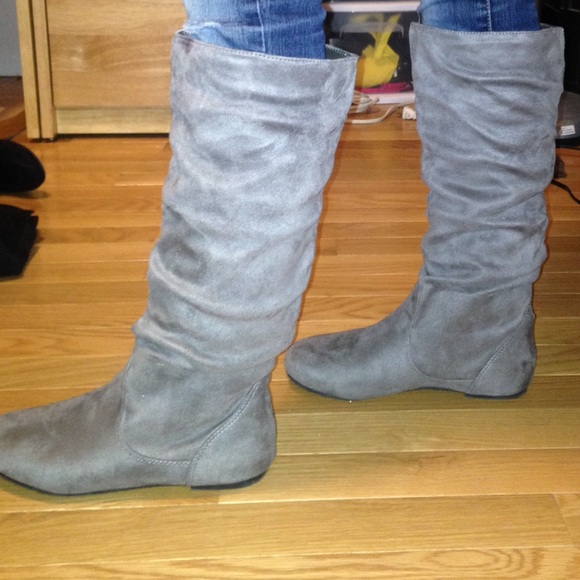 Grey Slouchy Boots