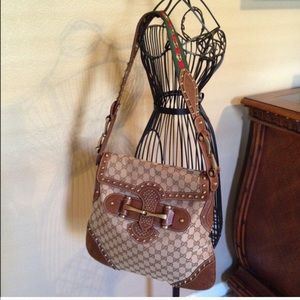 💯 Gucci GG Canvas Studded Pelham Runway Flap Bag