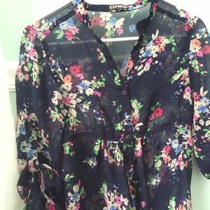 Express sheer floral tunic