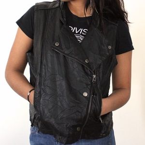 Edgy Black Leather Vest