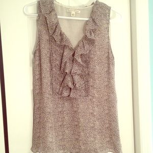 Banana Republic leopard black & white ruffle tank