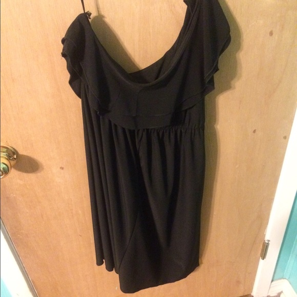 One shoulder black dress! Goes to either side