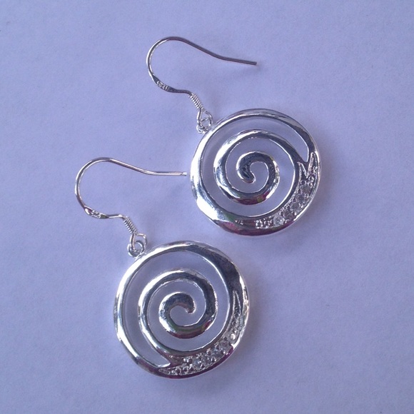SALE 925 SS Sterling Swirl Earrings - Picture 2 of 4