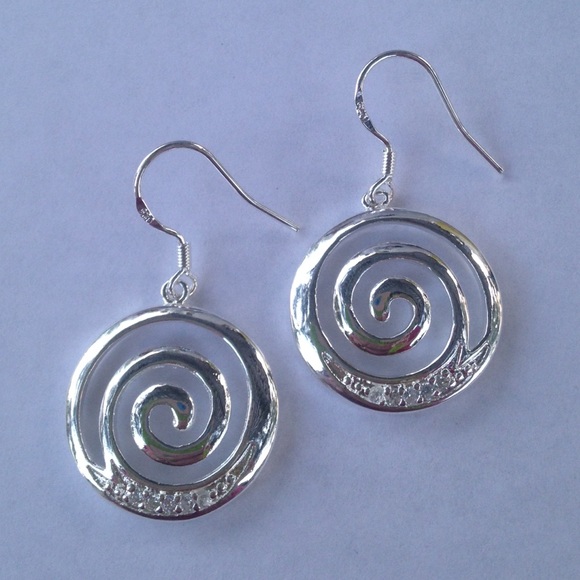 SALE 925 SS Sterling Swirl Earrings - Picture 3 of 4