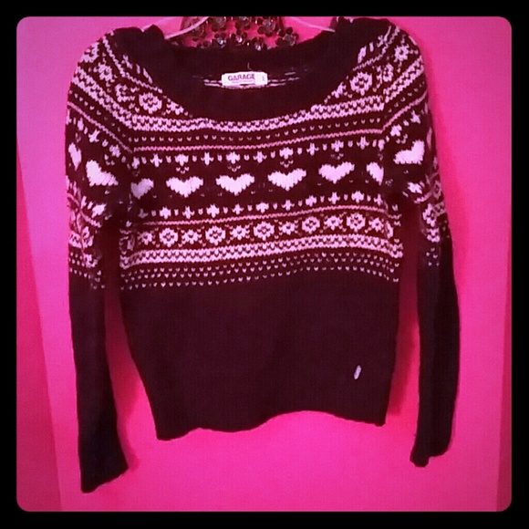 Navy Blue, White, and Pink Sweater