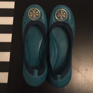REDUCED! Rare teal Tory Burch 'Caroline' flats