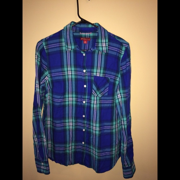 Merona Blue Plaid shirt - Picture 2 of 3