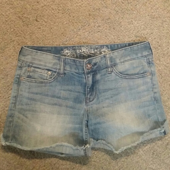 Express Sequin Jean Shorts