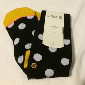 black socks w/ white polka dots and yellow toes💛