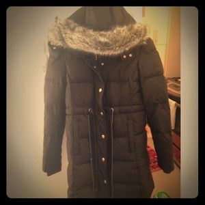 Juicy Couture chocolate brown puffer coat