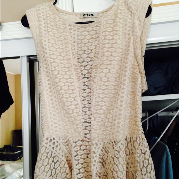 Cream color lace peplum shirt