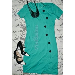 **SOLD IN BUNDLE** Teal black button dress