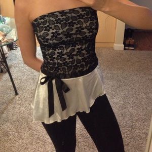 Asymmetric lace tube top