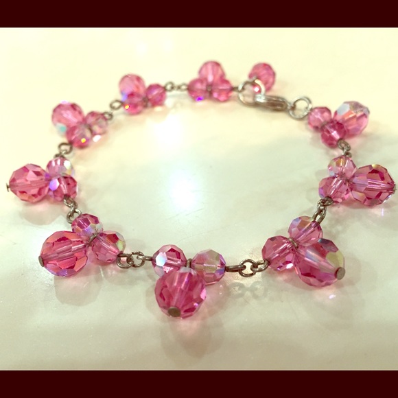Vintage Lily Pulitzer Pink Crystal Bead Bracelet