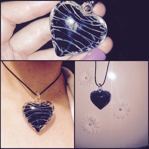 Black Stone Heart Necklace