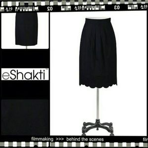 Scalloped Black Skirt w/ Pockets