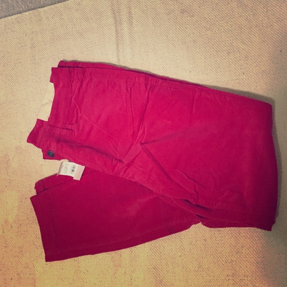 Loft Skinny Pink/Red Corduroy Pants NWT