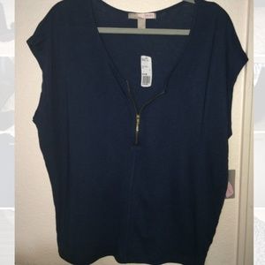 Blue shirt with zipper