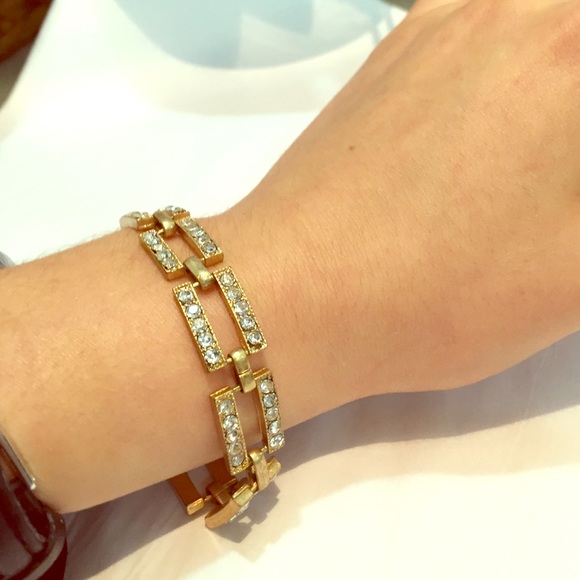 J Crew Diamond Gold Rectangle Bracelet