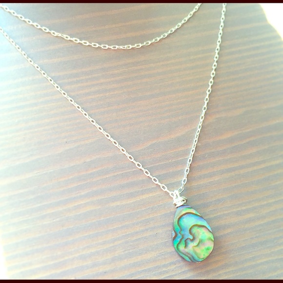 Sterling Silver Double Tear Abalone Necklace