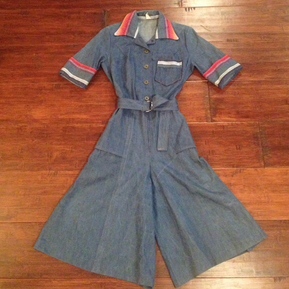 *SOLD* Vintage 1960s French Denim Jumpsuit - Picture 2 of 4