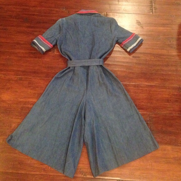 *SOLD* Vintage 1960s French Denim Jumpsuit - Picture 4 of 4